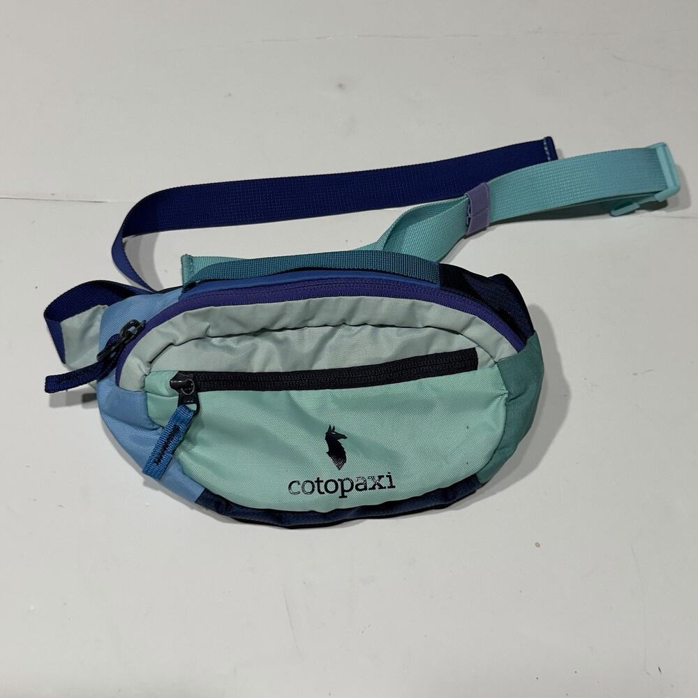 Cotopaxi Hip Pack Waist Bag Mint Green/Blue Fanny Pack Hiking Travel Outdoor 8x5
